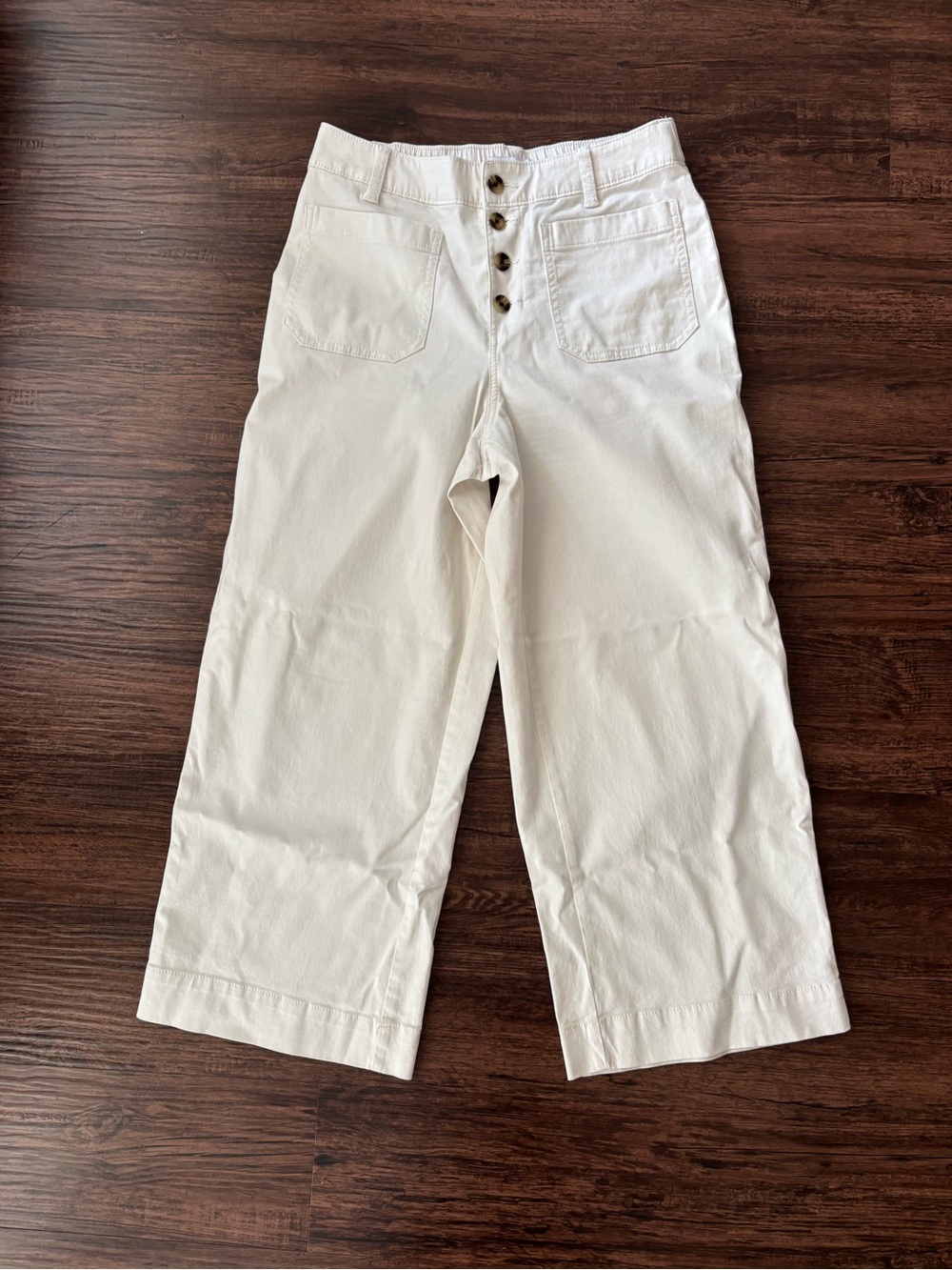 Sonoma CROPPED Cream Wide-Leg Ankle Pants with Button Front